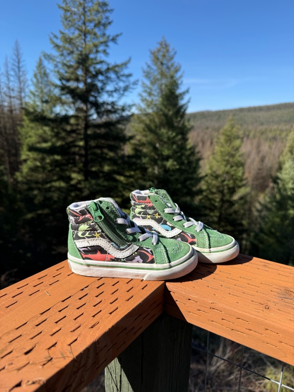 Vans Toddler Green Shark Print High-Top Sneakers